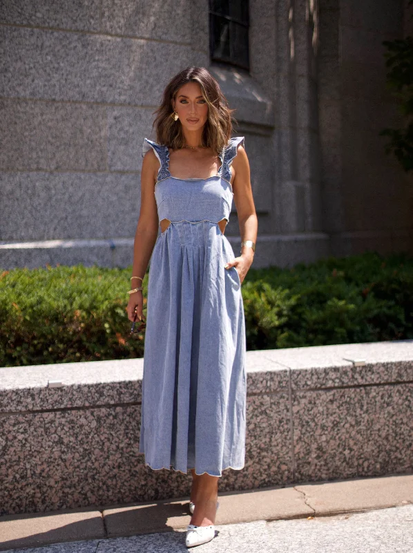 Unleash Your Fashion Scallop Edge Midi Dress