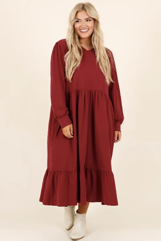 Trendy Fashion For Women Remember The Past Dress, Burgundy