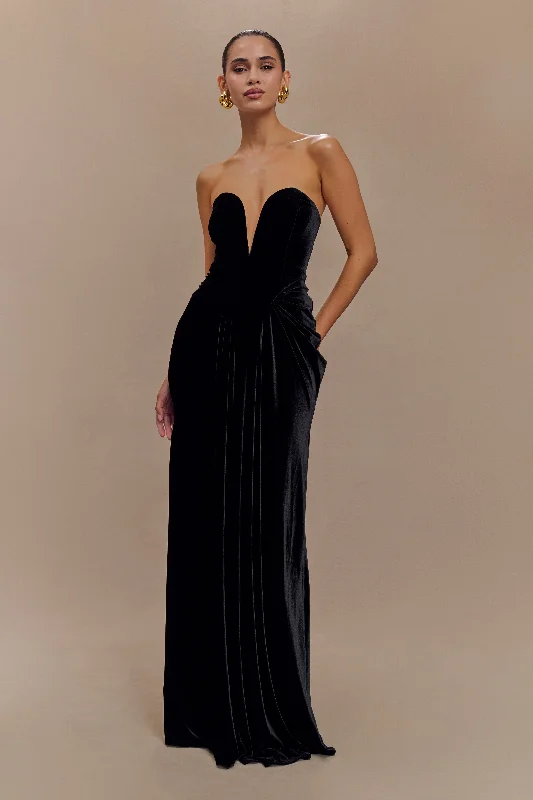 Women's Fashion Hotspots Paige Strapless Velvet Maxi Dress - Black