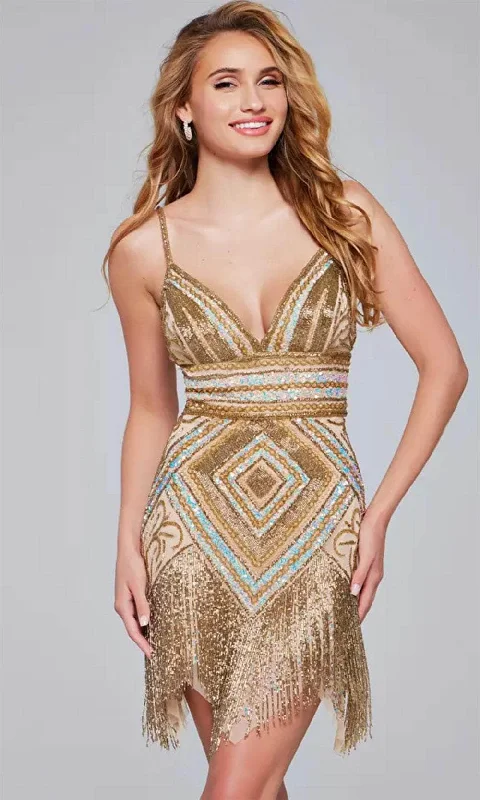 Discount Price Jovani 41101 - Sleeveless Fringed Hem Cocktail Dress