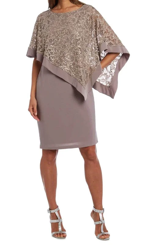 New Arrival Discounts R&M Richards 2292 - Lace Poncho Cocktail Dress