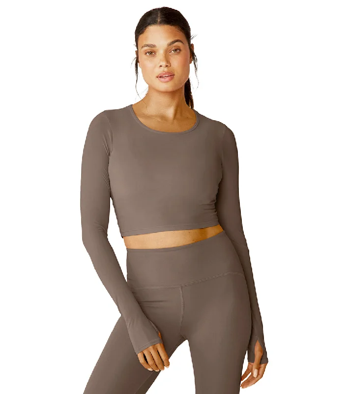 Women's Activewear for Exercise and Sports Beyond Yoga Performance Knit Resilient Cropped Pullover Dune