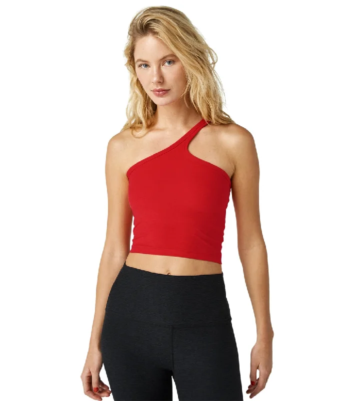 Women's Clothes Beyond Yoga Spacedye One Up Cropped Tank Candy Apple Red Heather