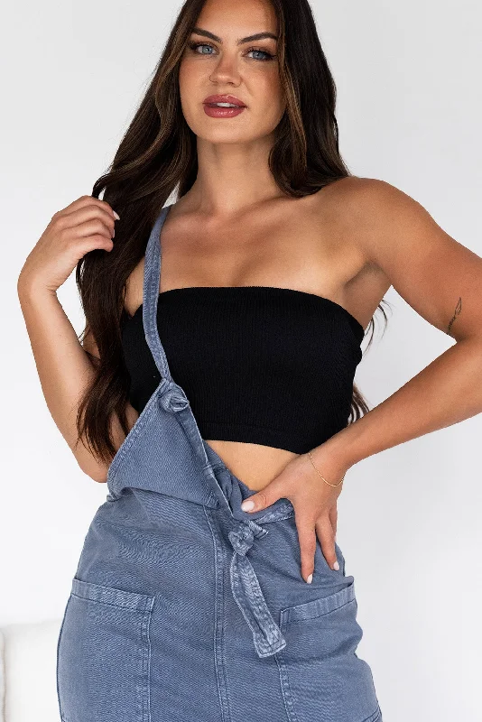 Trendy Casual Outfits Elvin Ribbed Tube Top (Black)