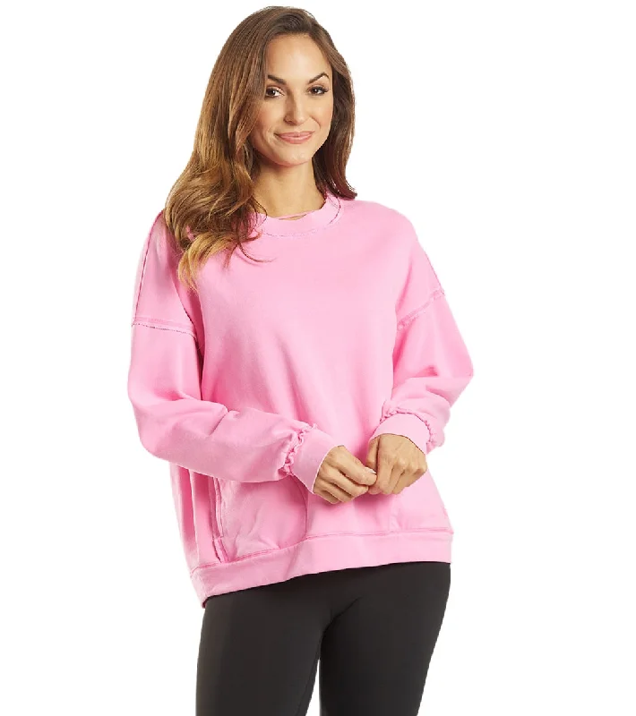 Comfort Centric Apparel Free People Solid Metti Crew Neck Pullover Miami Pink