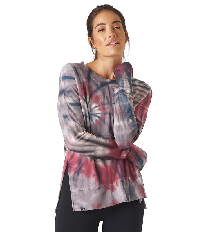 Bold and Elegant Women's Fashion Glyder Lounge Long Sleeve Tee Berry Tie Dye