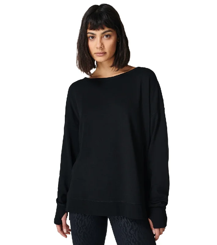 Early Bird Offer Sweaty Betty After Class Cross Back Sweatshirt Black