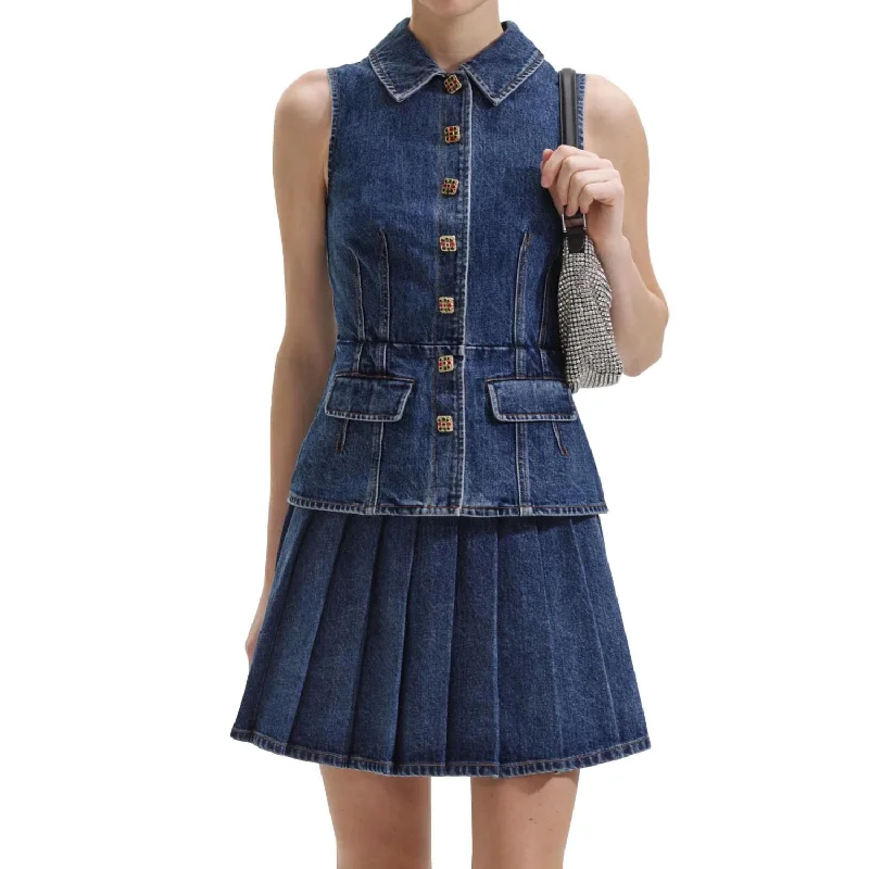 Casual Chic for Women Denim Mini Dress In Mid Blue