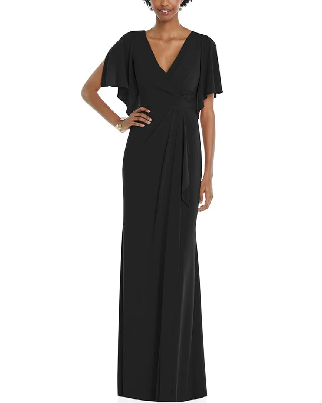 End of Season Sale Dessy Collection Faux Wrap Split Sleeve Maxi Dress