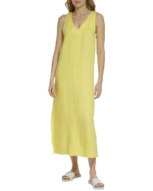 Trendy Fashion For Women DKNY V-Neck Linen Maxi Dress