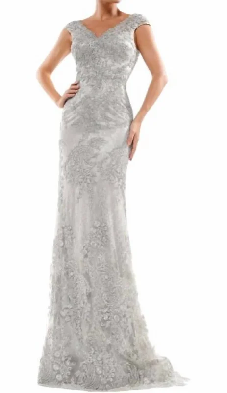 Season Sale Embellished Gown In Silver