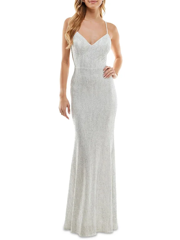 Casual Chic Juniors Womens Textured Glitter Evening Dress