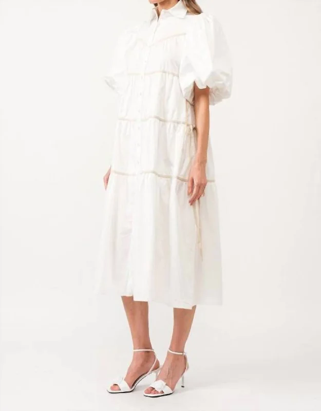 Ride The Style Wave Lena Midi Dress In White