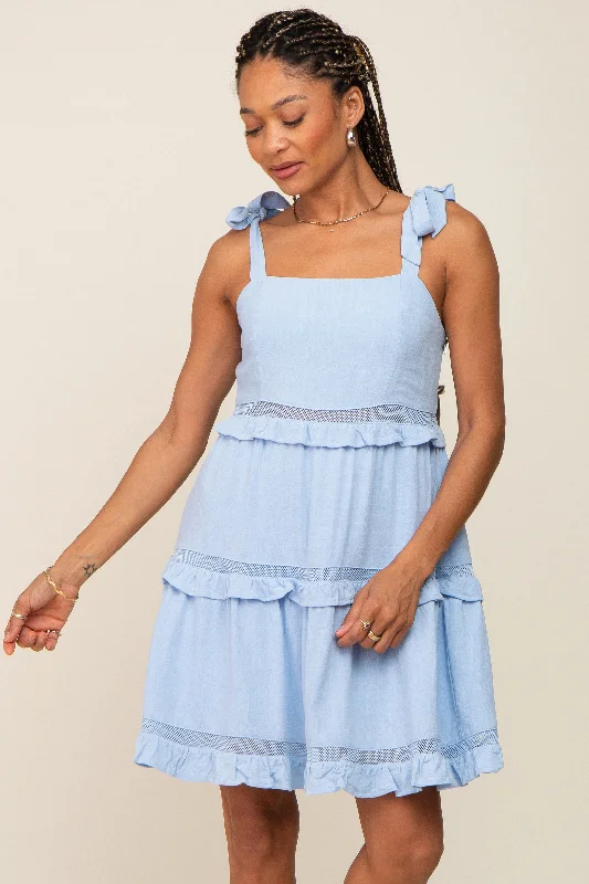 Trend Setting Wardrobe Light Blue Sleeveless Tiered Dress