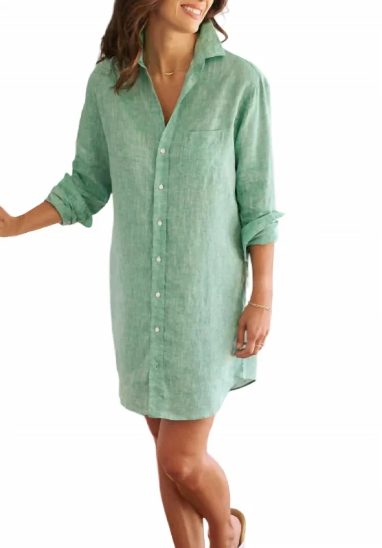 Flash Sale, Don't Miss Mary Classic Shirtdress In Green