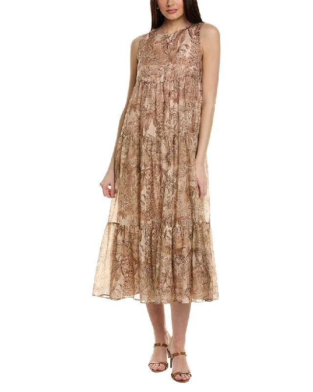 Seasonal Trends Max Mara Studio Foce Silk-Blend Midi Dress