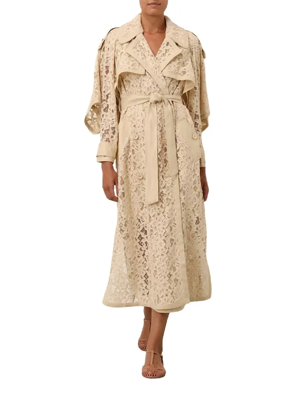 Style Streetwear Natura Lace Trench Dress In Tea