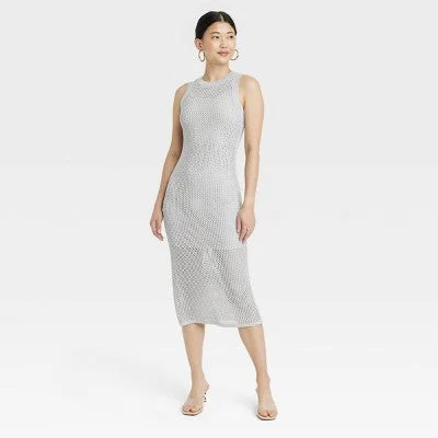 Elevate Your Wardrobe New - Women's Openwork Midi Sweater Dress - A New Day