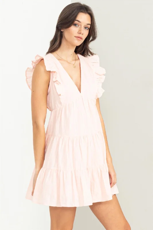 Trend Alert Pink Tiered Ruffle Mini Dress