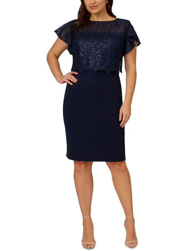 Clearance Sale Online Plus Womens Sequined Short Sheath Dress