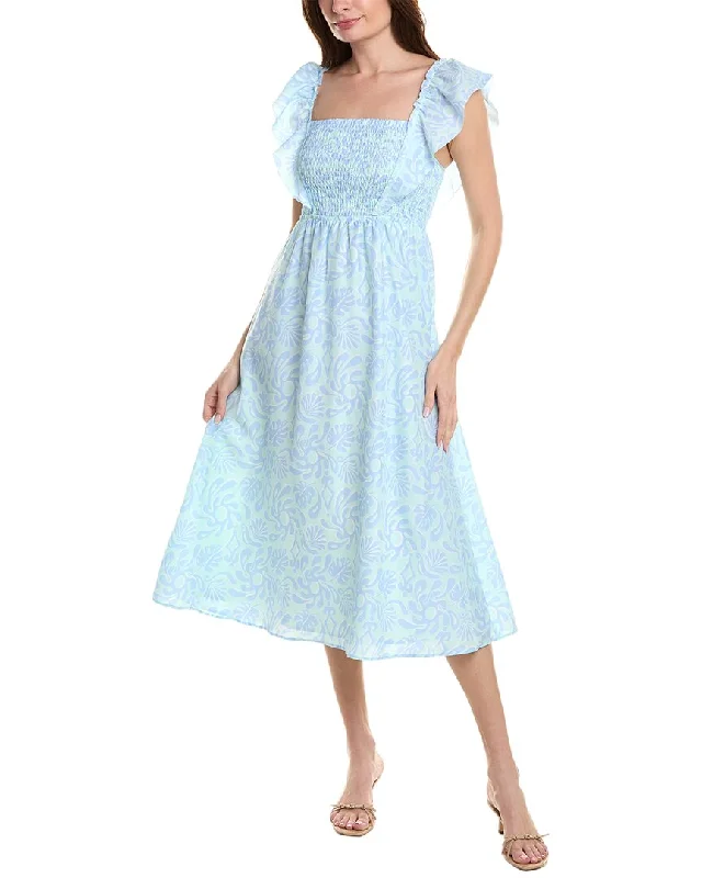 Clothes Of Woman Sail to Sable Smocked Silk-Blend A-Line Dress