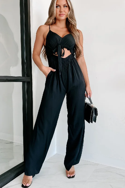 Unbeatable Prices Staying In The Sun Cut-Out Jumpsuit (Black)