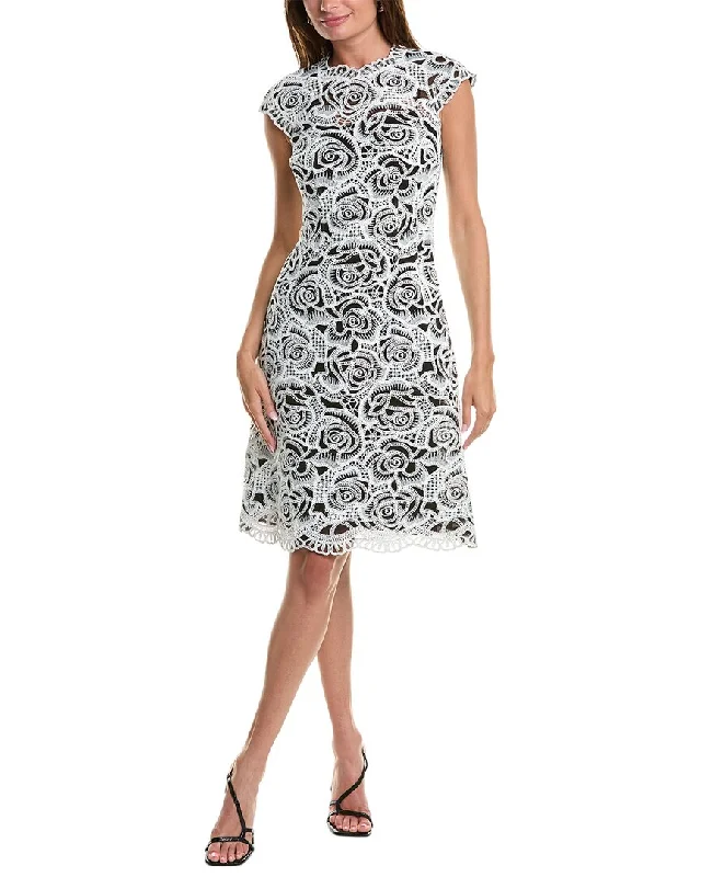 Seasonal Clearance Teri Jon by Rickie Freeman Scroll Embroidered Lace A-Line Dress