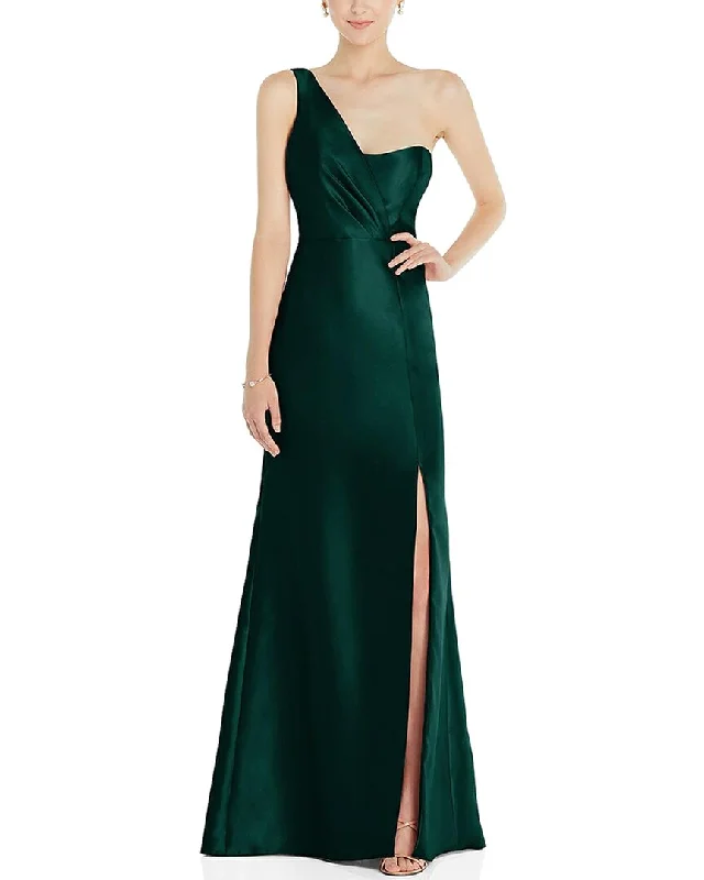 Premium Quality Garments The Dessy Group Off-The-Shoulder Satin Trumpet Gown