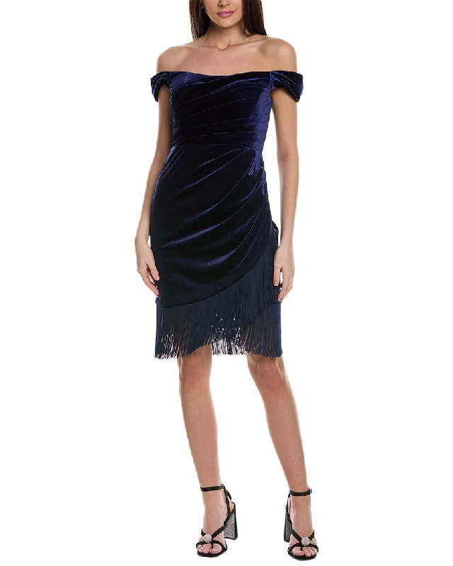 Premium Fashion Theia Melissa Fringe Cocktail Dress