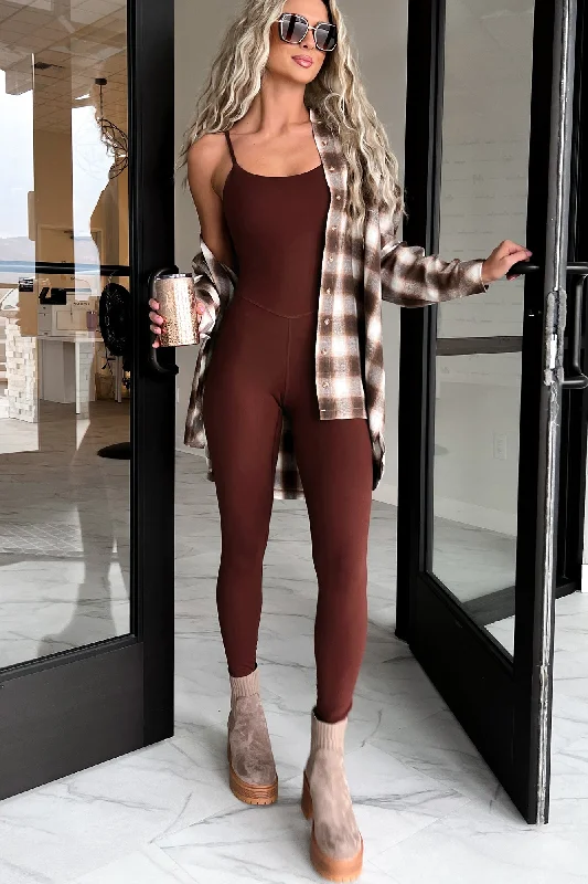 Trendy Aesthetics Winners Never Quit Fitted Cami Jumpsuit (Red Merlot)