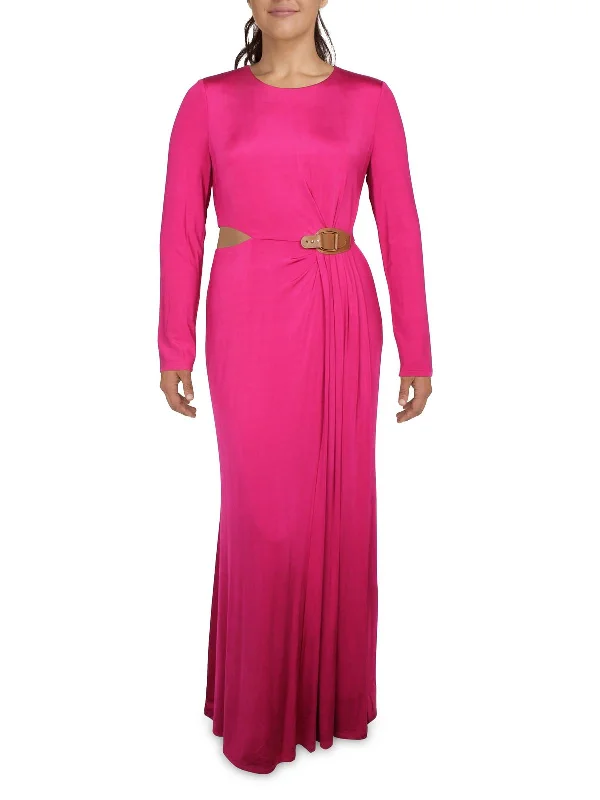 Chic Styles Womens Buckle Trim Long Evening Dress