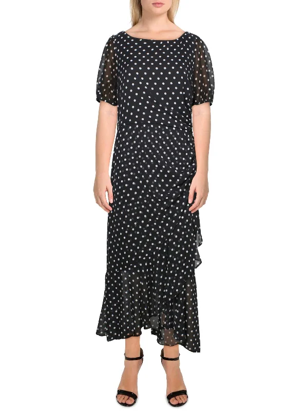 Street Style Fashion Womens Chiffon Polka Dot Maxi Dress