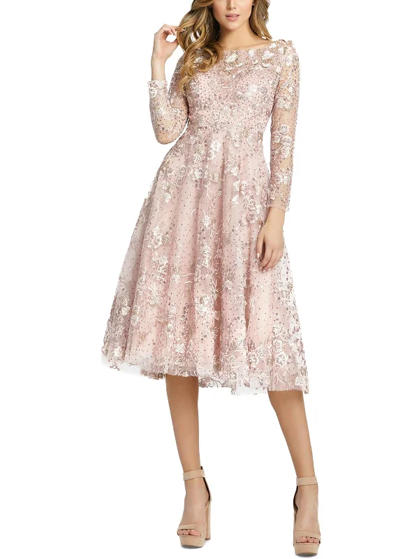 Final Sale Womens Embellished Midi Cocktail And Party Dress