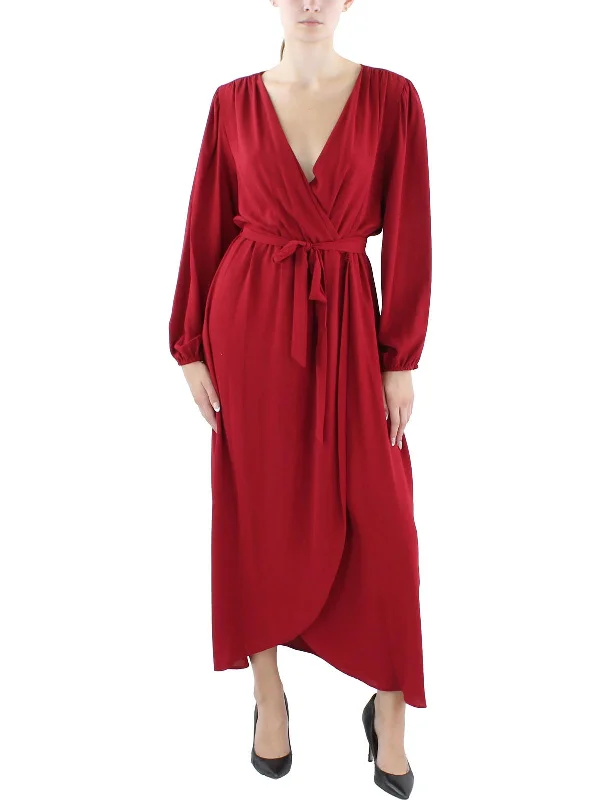 Premium Style Womens Faux Wrap Midi Wrap Dress