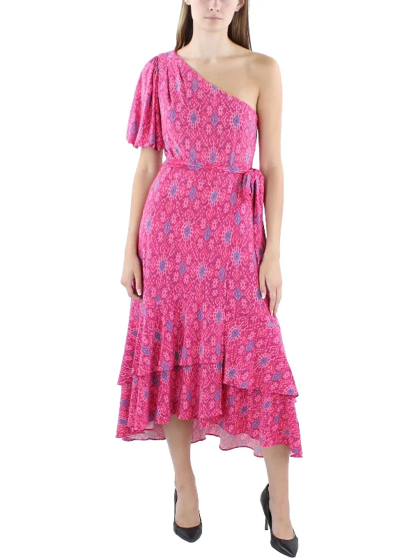 Fresh Styles, Fresh Deals Womens Printed Tea Length Wrap Dress