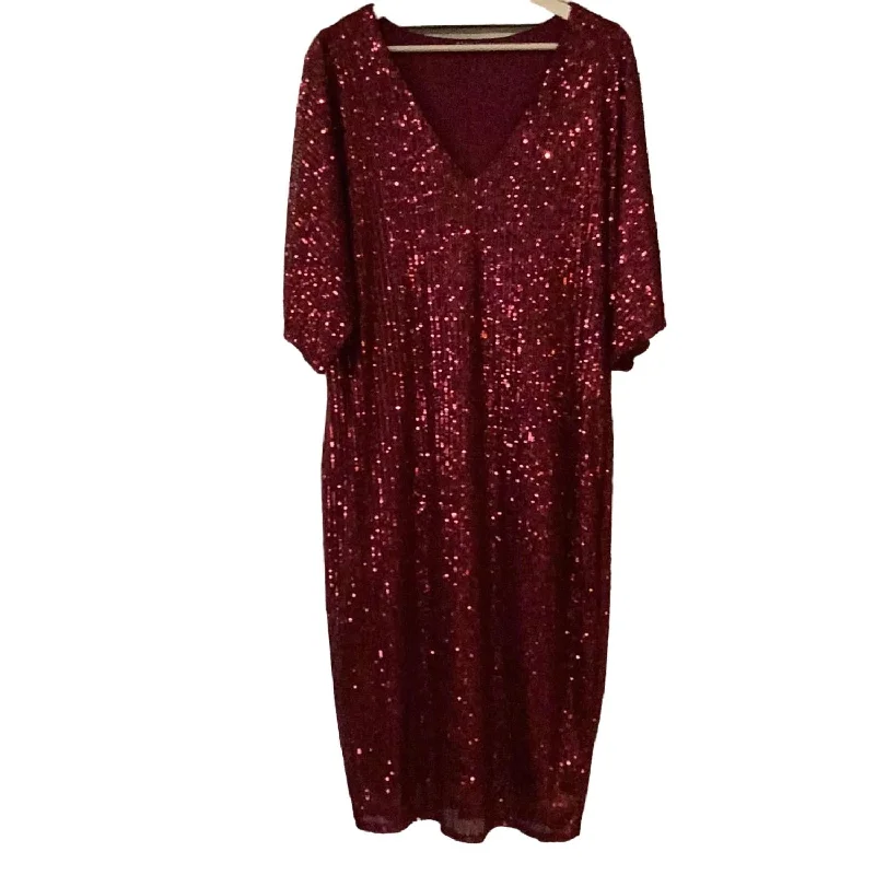 Special Offers, Don't Miss Women's V-Neck Cocktail Dress - Plus In Burgundy