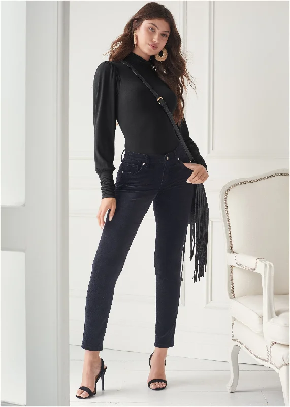 Imeless Style Velvet Pants - Black