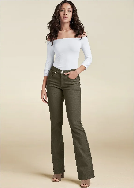 Style Redefined Halle Bootcut Jeans - Olive