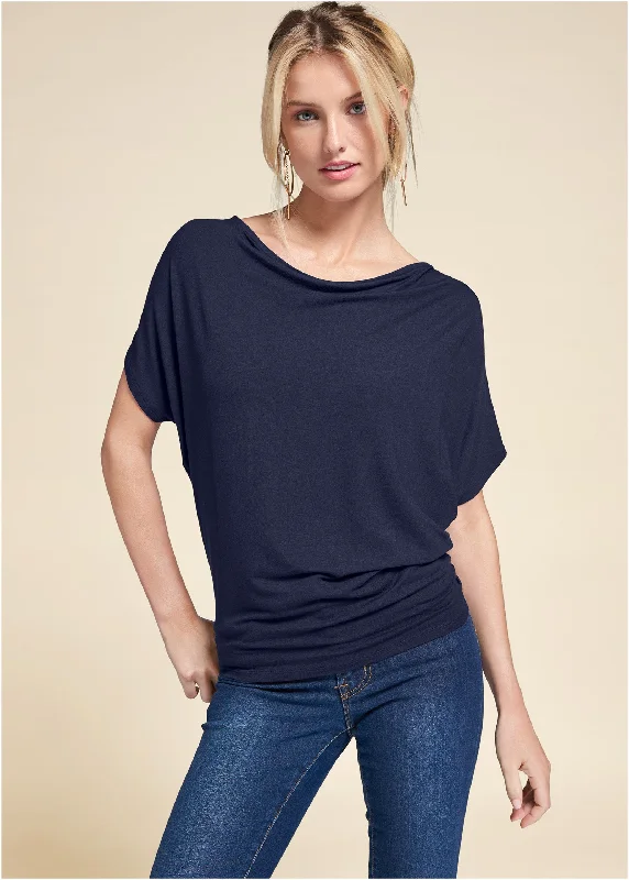 Trend Forward Threads For Her Basic Flounce Top - Navy