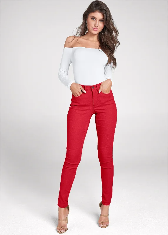 Big Savings Heidi Skinny Jeans - Red