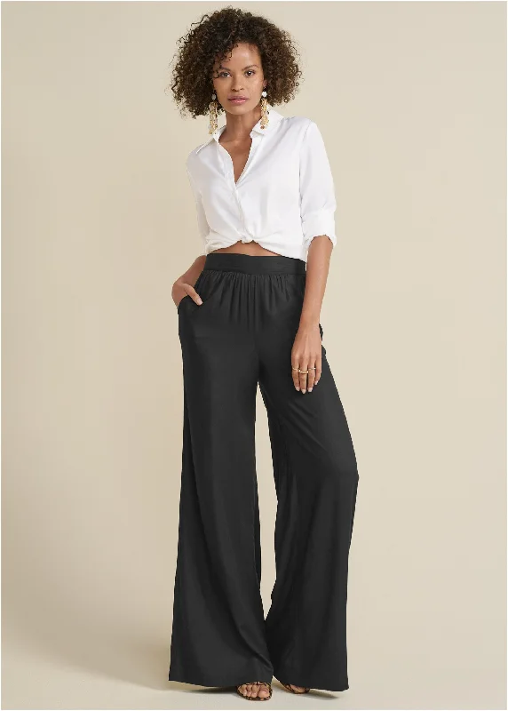 Style Your Wardrobe High-Waist Wide Leg Pants - Black