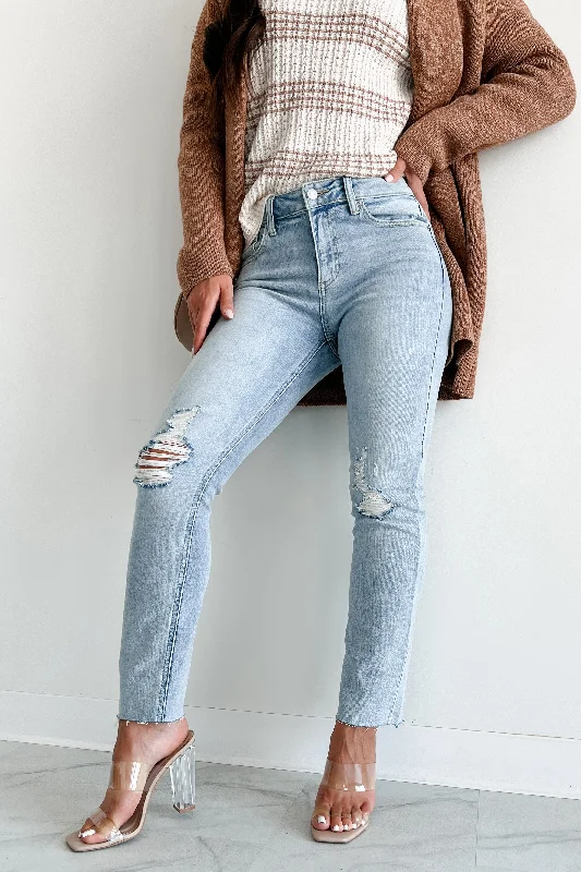 Mega Sale Azra High Rise Sneak Peek Slim Straight Jeans (Light Vintage)