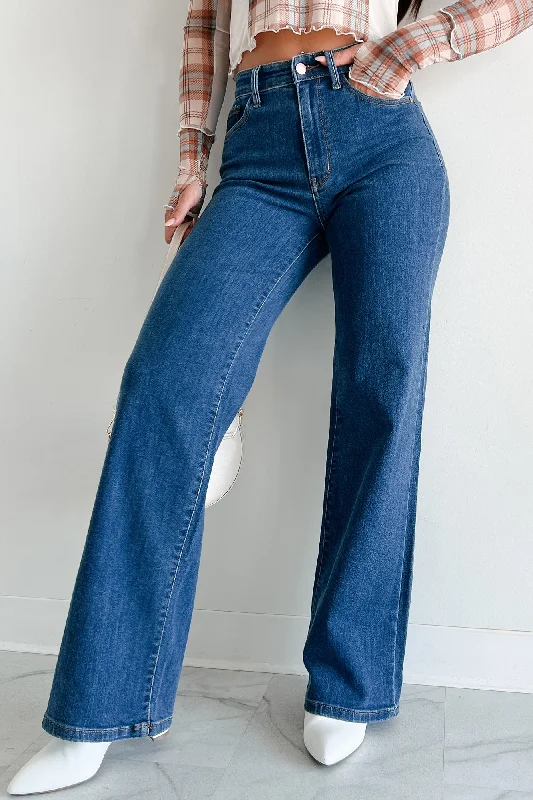 Chic Style Cedric High Rise Wide Leg Judy Blue Jeans (Dark)