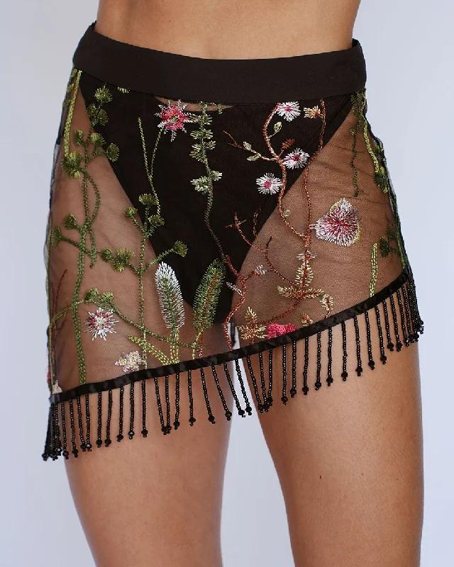 Stylish Savings Lace Flowerfields Beaded Mini Skirt