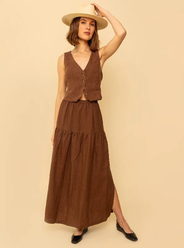 End Of Season Sale Millie Skirt/Dress - Chocolate Linen