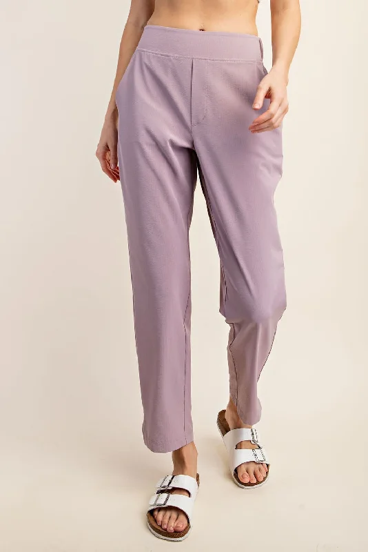 Women's Fashion Hotspots Kenneth Crinkle Woven Straight Leg Pant (Lavender)