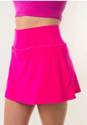 Clothing Sales What's The Score High Waist Tennis Skirt (Fuchsia)