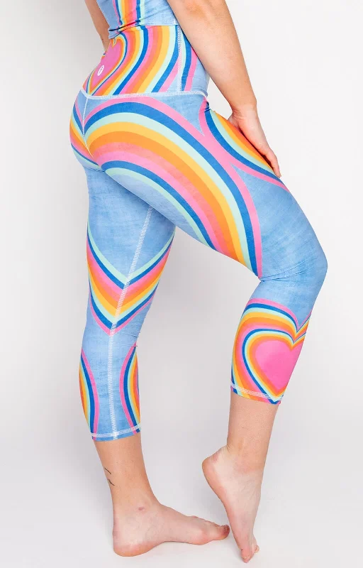 Premium Fashion Rainbow Love Printed Yoga Crops