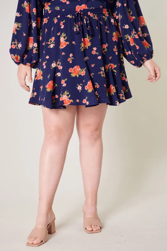 Unleash Your Style Roseanne Floral Lowell Fluted Mini Skirt Curve