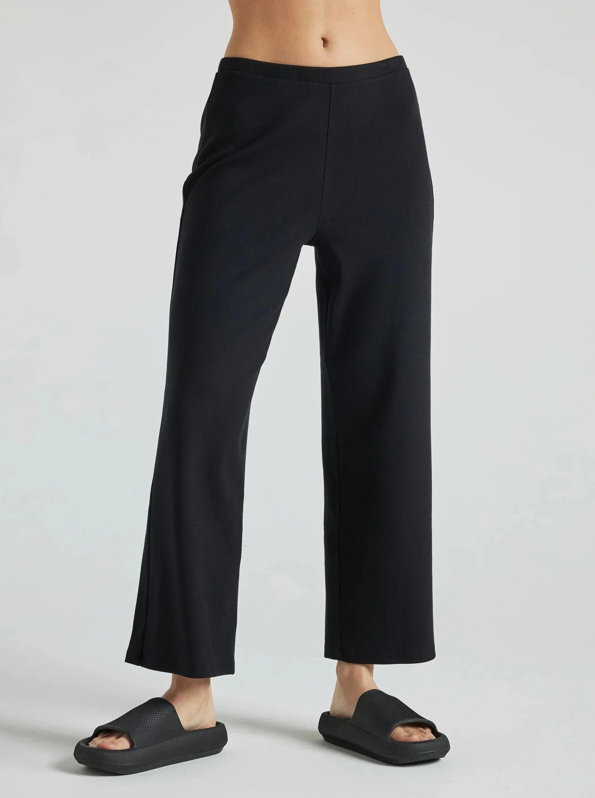 Stylish Women's Clothes for Work and Play Serene Rib Relaxed Pant - Black